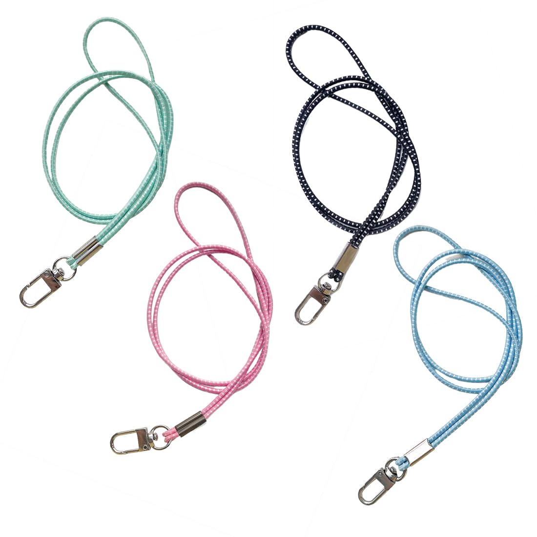 4 Piezas Cordón para Llaves, Cordón con Mosquetón, Llavero para el Cuello con Clip Giratorio de Metal, Llavero para el Cuello, Llavero Largo para la Muñeca para Porta Documentos