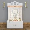 Wooden Home Temple with Door, Shelf & Built-in LED Light | MDF Pooja Mandir with Drawer for Home, Office, Studio | DIY Floor Standing Mandir (18D x 22.5W x 38H Inch) (Om Design, White)