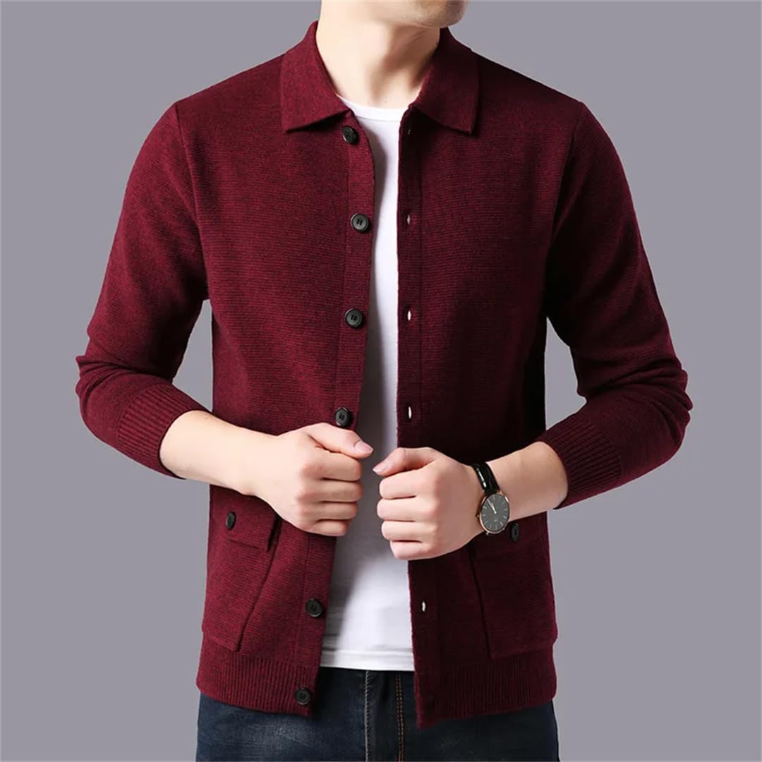 Men Cardigan Knitting Sweaterscoat Winter Casual Sweater Jackets Turn Down Collar Knitted Cardigan