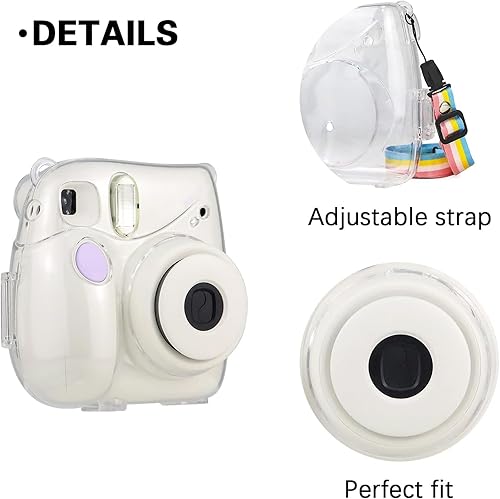 Miniatura 5 de Rieibi Funda para cámara instantánea Fujifilm Mini 7+, funda protectora de PP con correa de hombro extraíble