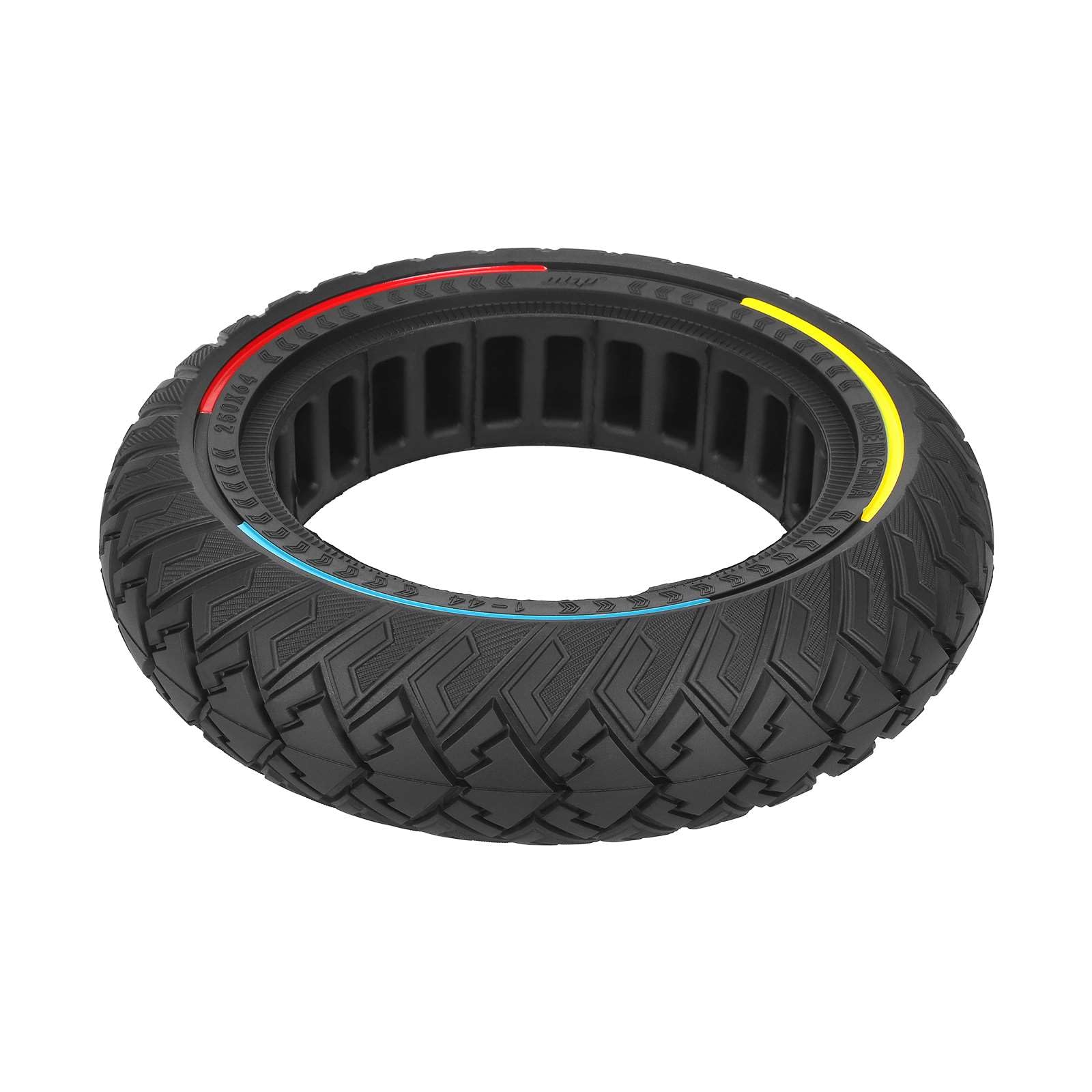 250x64 Pneumatici in gomma piena per monopattino elettrico - 10 pollici, pneumatici di ricambio per fuoristrada con cerchio tricolore per gli scooter elettrici Xiaomi 4 Ultra e Navee S65