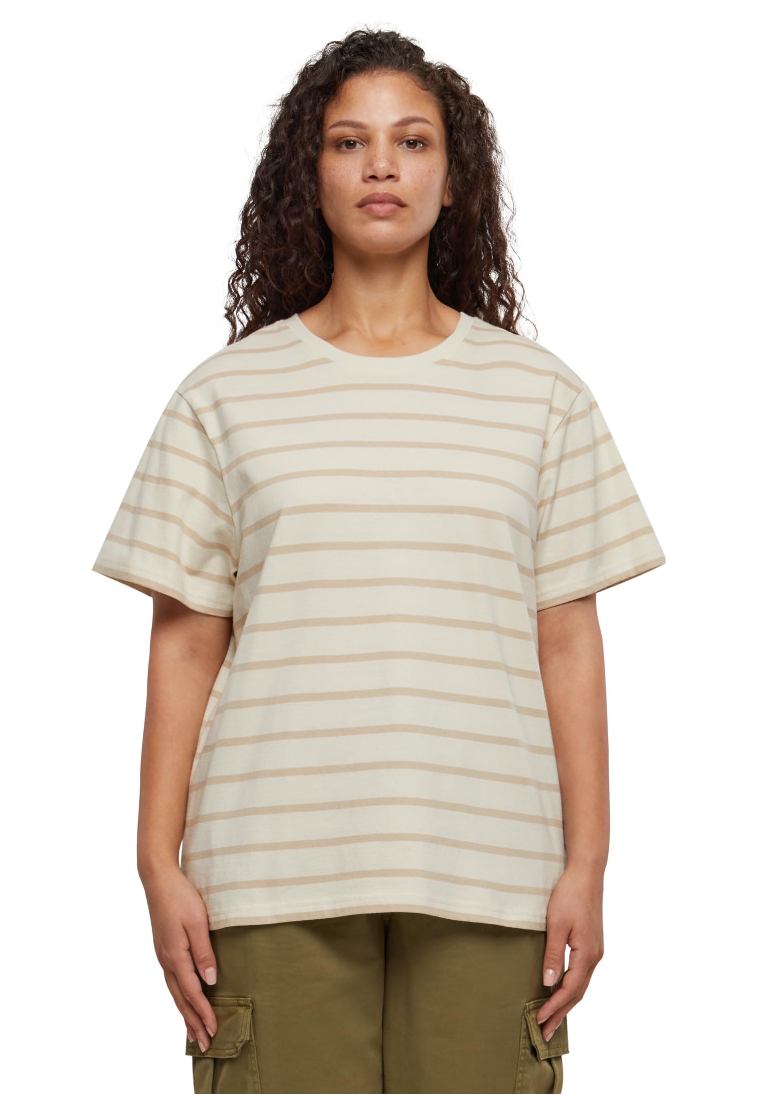 Urban Classics Women's Ladies Striped Boxy Tee T-Shirt, Wetsand/Sand, M