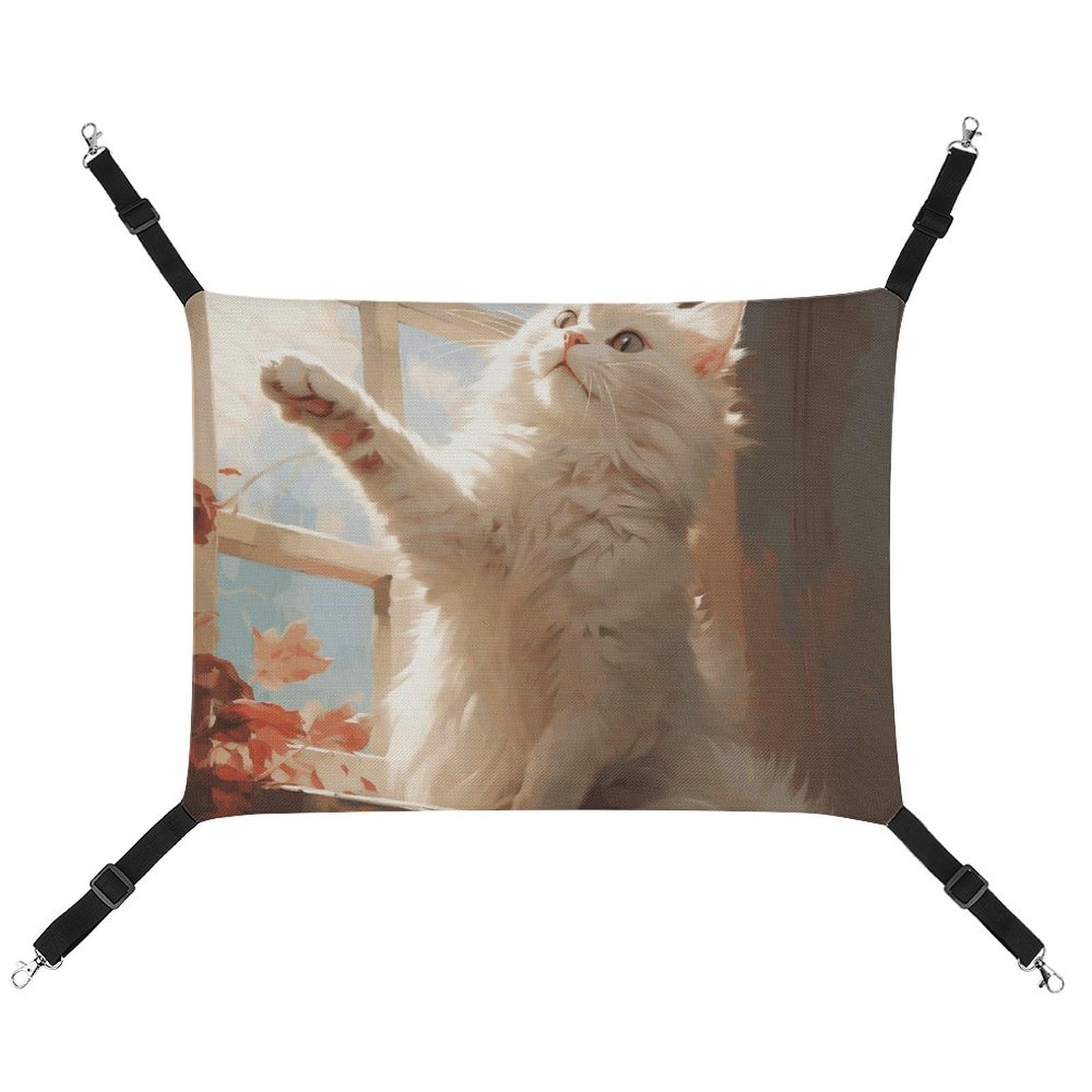 Hamac pour chat blanc suspendu pour créer un coin sieste au salon