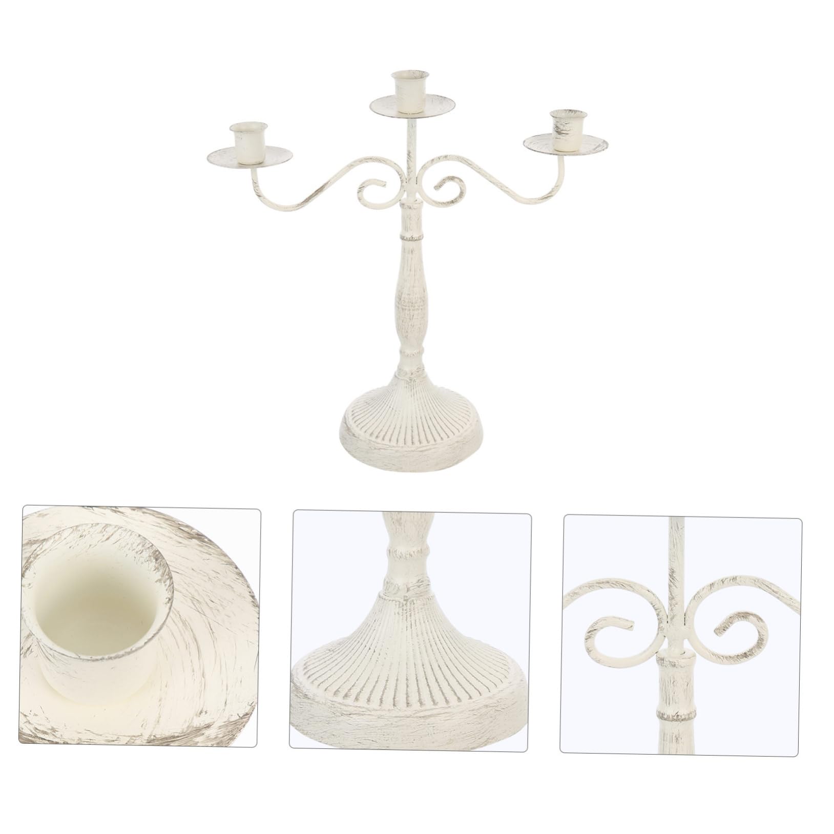 Candelabro Multi-braccio in Ferro Bianco, Stile Vintage