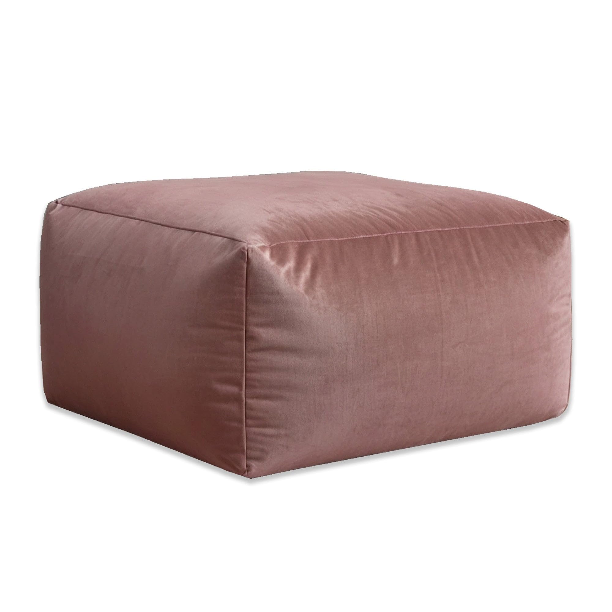 Kosiproducts Velvet Beanbag Ottoman Rectangle Footstool Pouf Chair Pouffe Soft Plush Feel (English Rose 80x60x40)