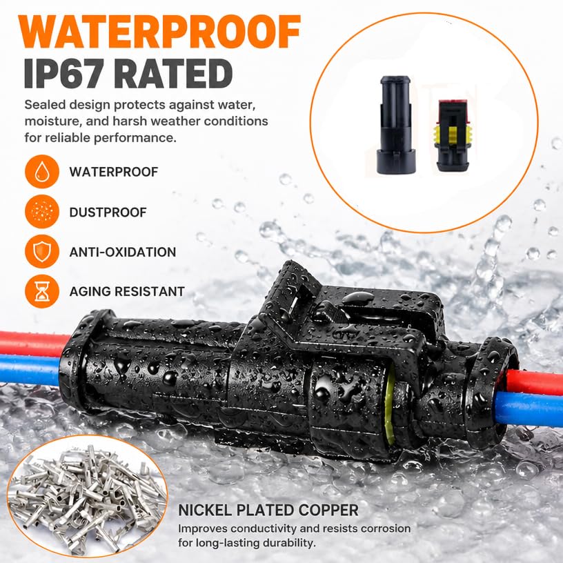 Conector eléctrico impermeable de 2 pines para proteger el cableado de tu coche 4