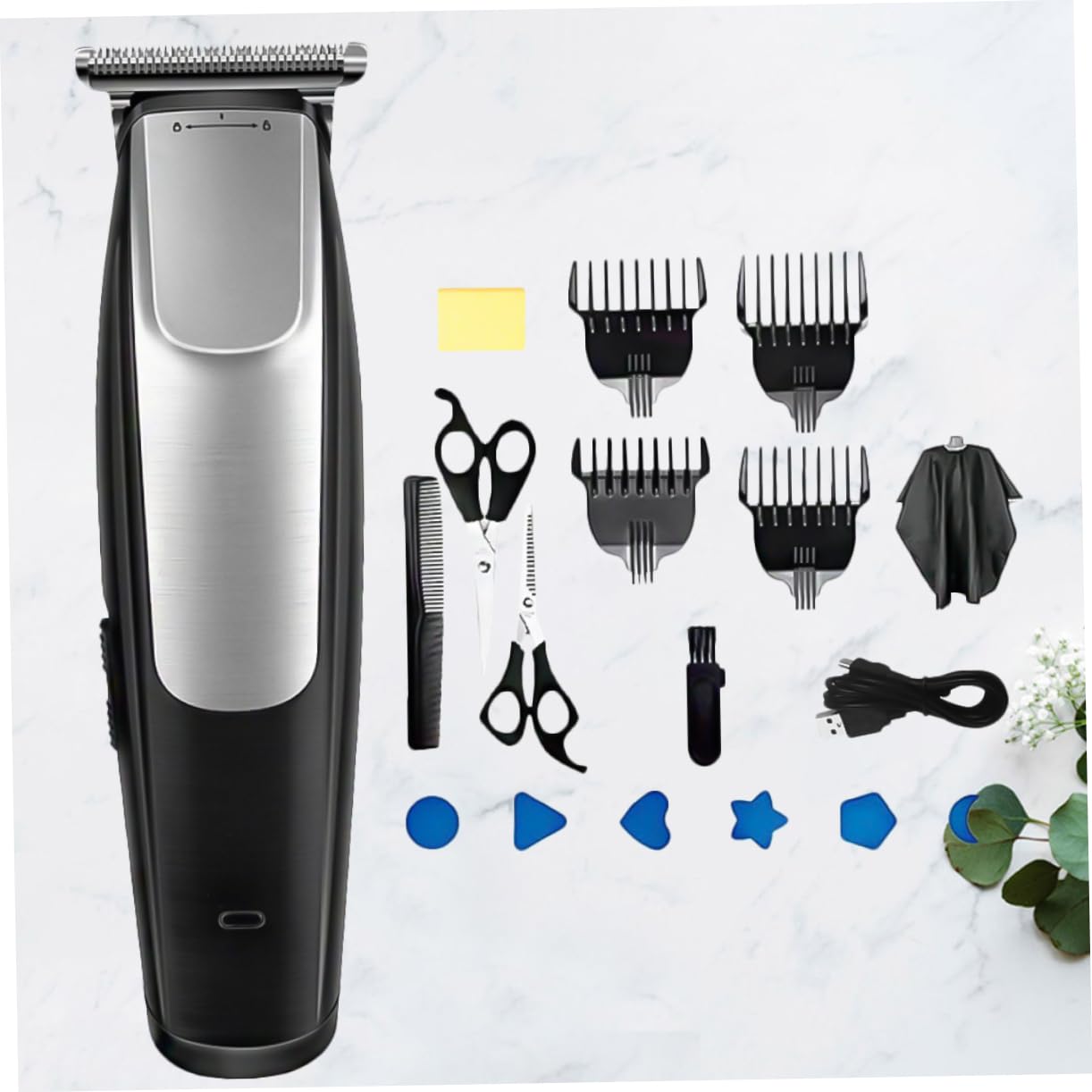 LALAFINA Tagliacapelli Elettrico Ricaricabile USB Pettini Intercambiabili, Macchinetta per Chioma Professionale in Plastica, per Uso Domestico e Parrucchiere