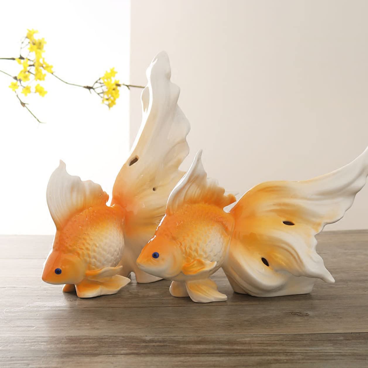 Amazon.co.jp: 魚の置物 陶製 車 家 玄関 装飾 風水置物 リアル 縁起