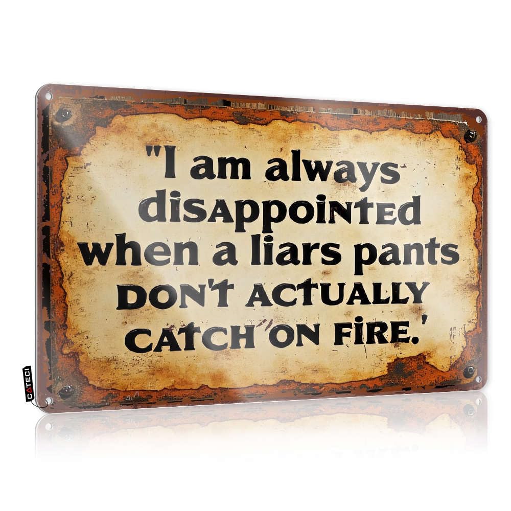 Funny Bedroom Decor I Am Always Disappointed When A Liar'S Pants Don'T Actually Catch On Fire. Tin Sign Vintage Signs Metal Outdoor Bar Decor(20X30CM)