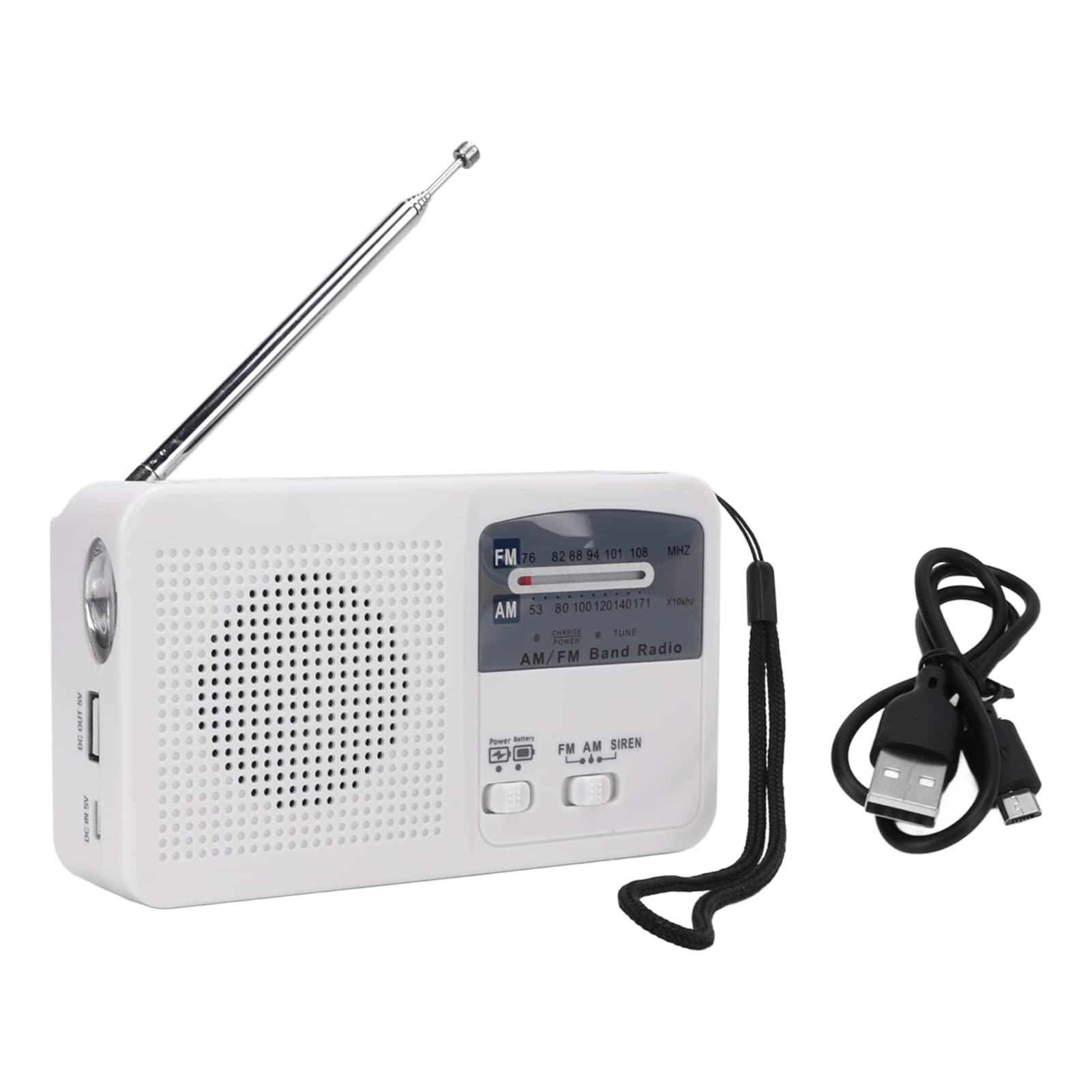 radio solor, carga solar radio de emergencia radio de manivela multibanda am fm con luz led para acampar al aire libre blanco
