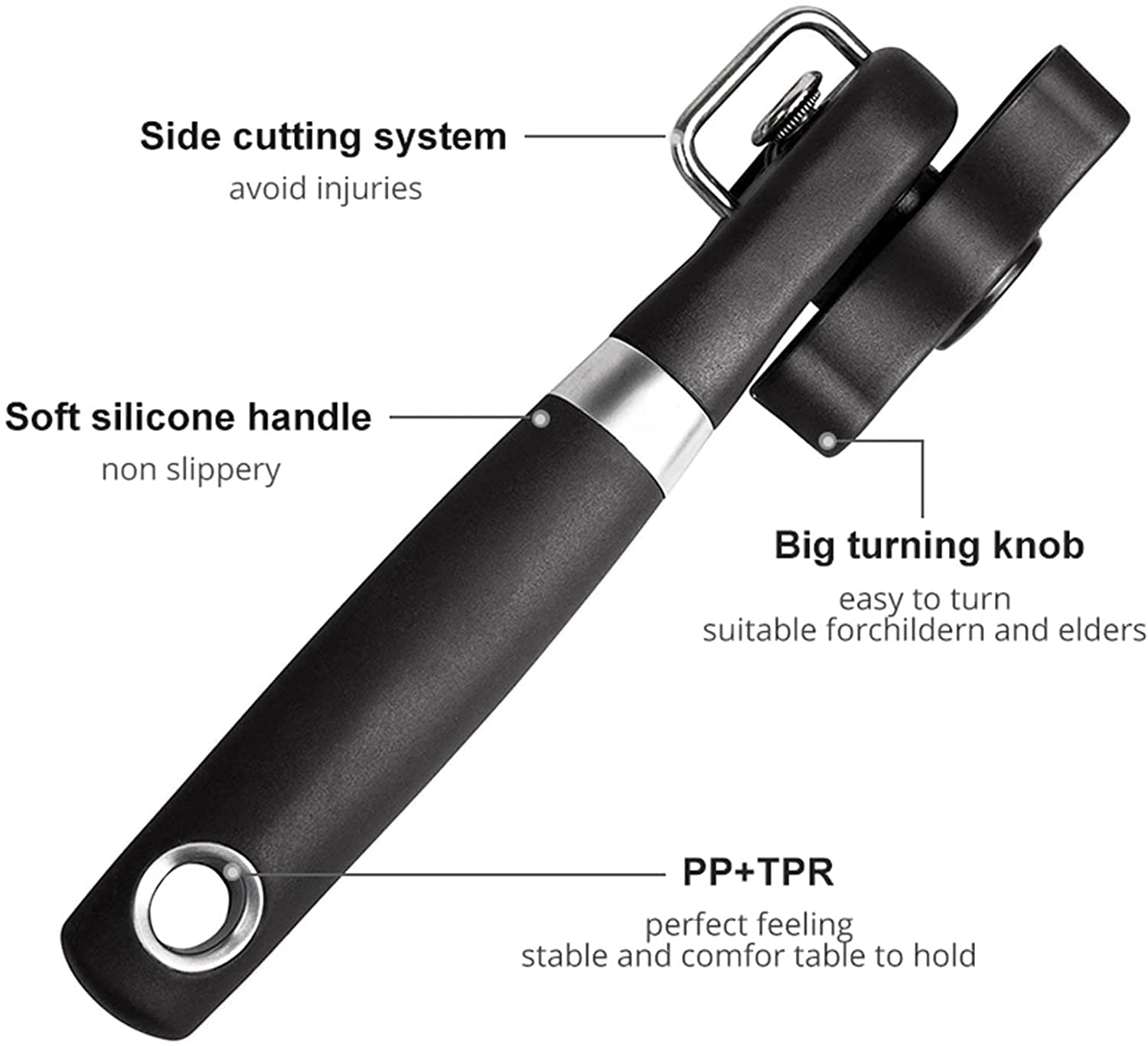 Dosenöffner Dosenöffner Manueller Dosenöffner Edelstahl Dosenöffner Sicherheit Handbetätigtes Küchenwerkzeug Seitenschnitt Easy Grip Dosenöffner (Color : K1 Black) (K1 Black)