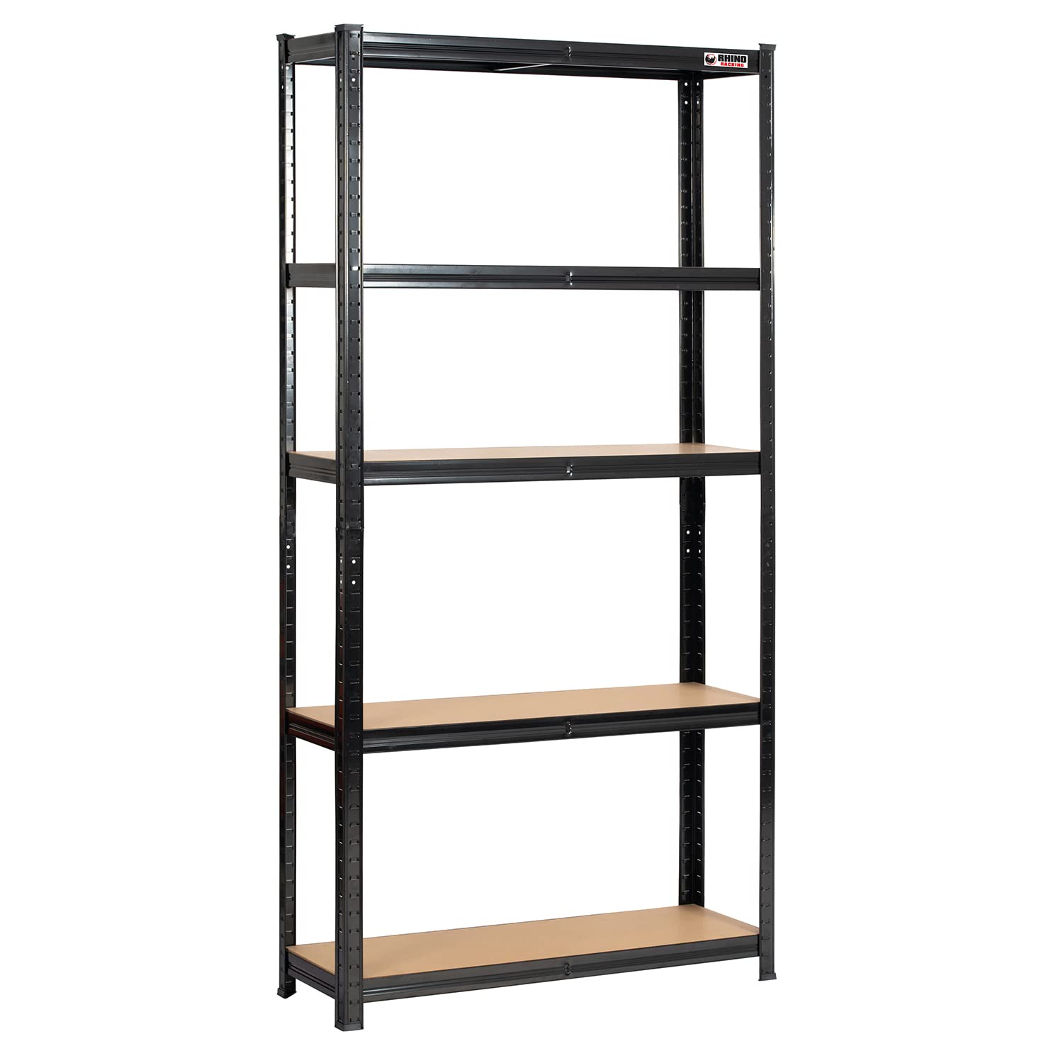 Rhino Racking - 3 Bays - 5 Tier Heavy-Duty Industrial Storage Shelves - Black - 180x90x30cm