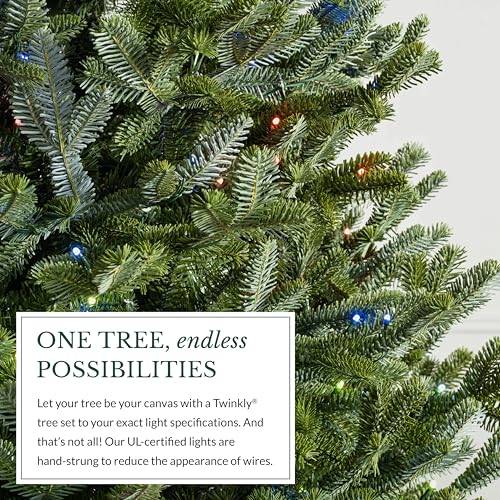 Image of Balsam Hill BH Fraser Fir - Full Christmas Tree with Most Realistic True Needle Foliage, Easy Plug Technology & Multiple Height and Lighting Options, Twinkly, 7.5ft