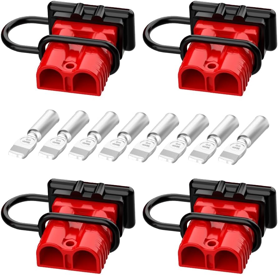 Anderson Connector, 175AMP 2-4 Gauge Battery Quick Connect 12V-36V Anderson Plug Battery Cable Quick Connect Disconnect Plug Winch Wiring Kit for Cable RV Truck Winch (4 Pack) Red