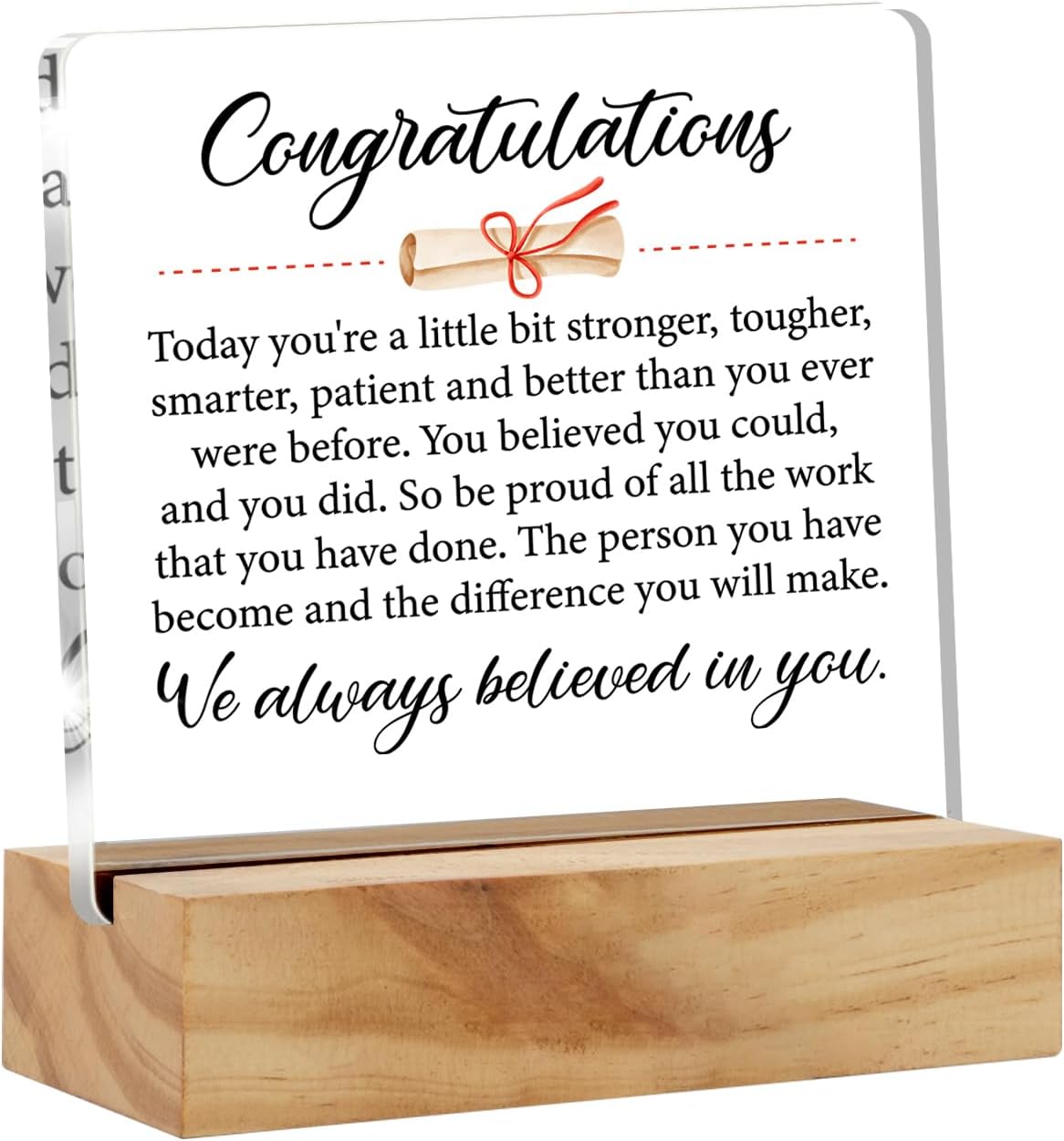 Bifez Graduation Gifts for Her Him, Congratulations Graduation Acrylic Desk Plaque Sign with Wood Stand, 4" x 4", Multicolor, Modern, Words & Quotes, Home & Office Decor