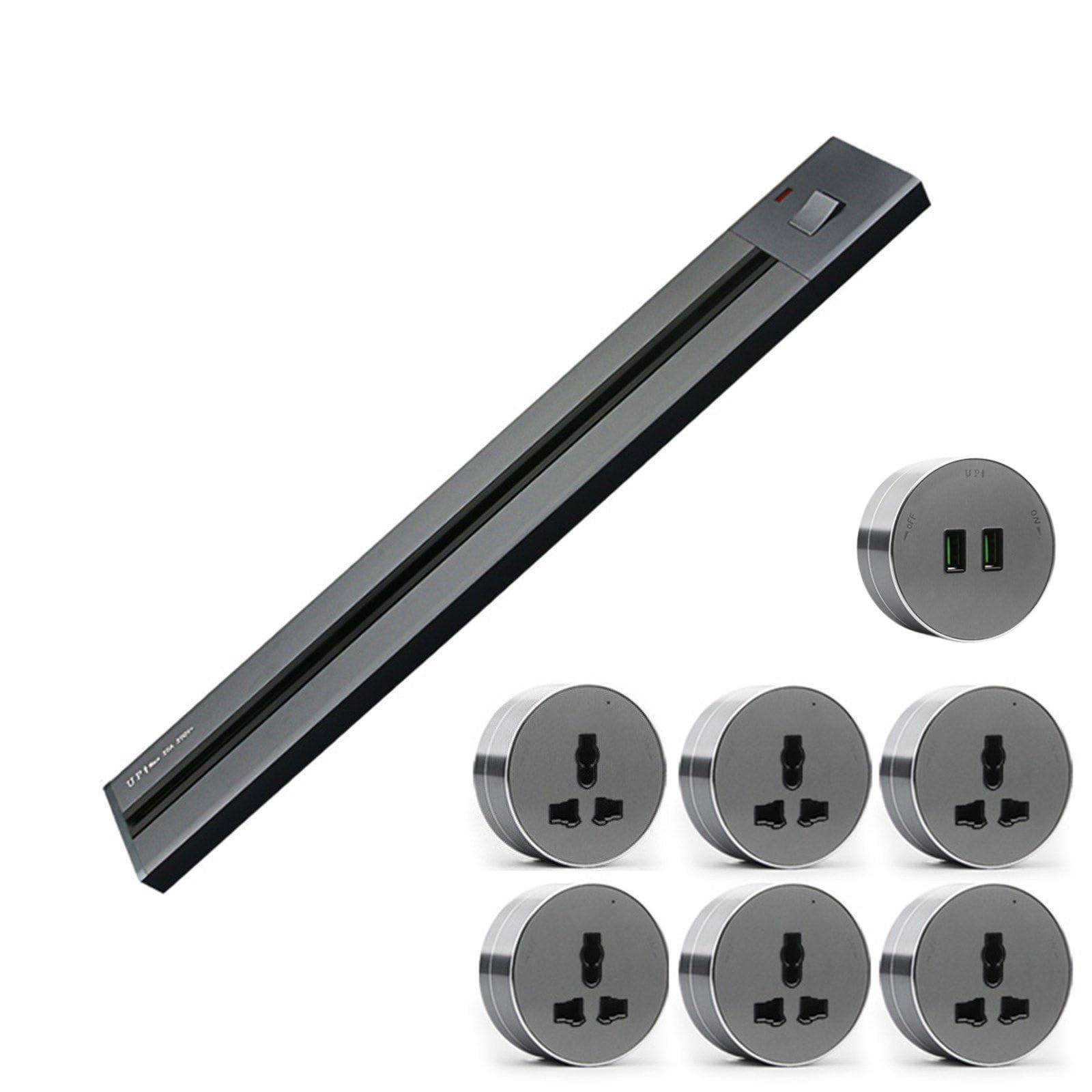 Abnehmbare Schienensteckdose mit Schalter Leistungsstarke Wandsteckdose für die Küche,Grey-120cm