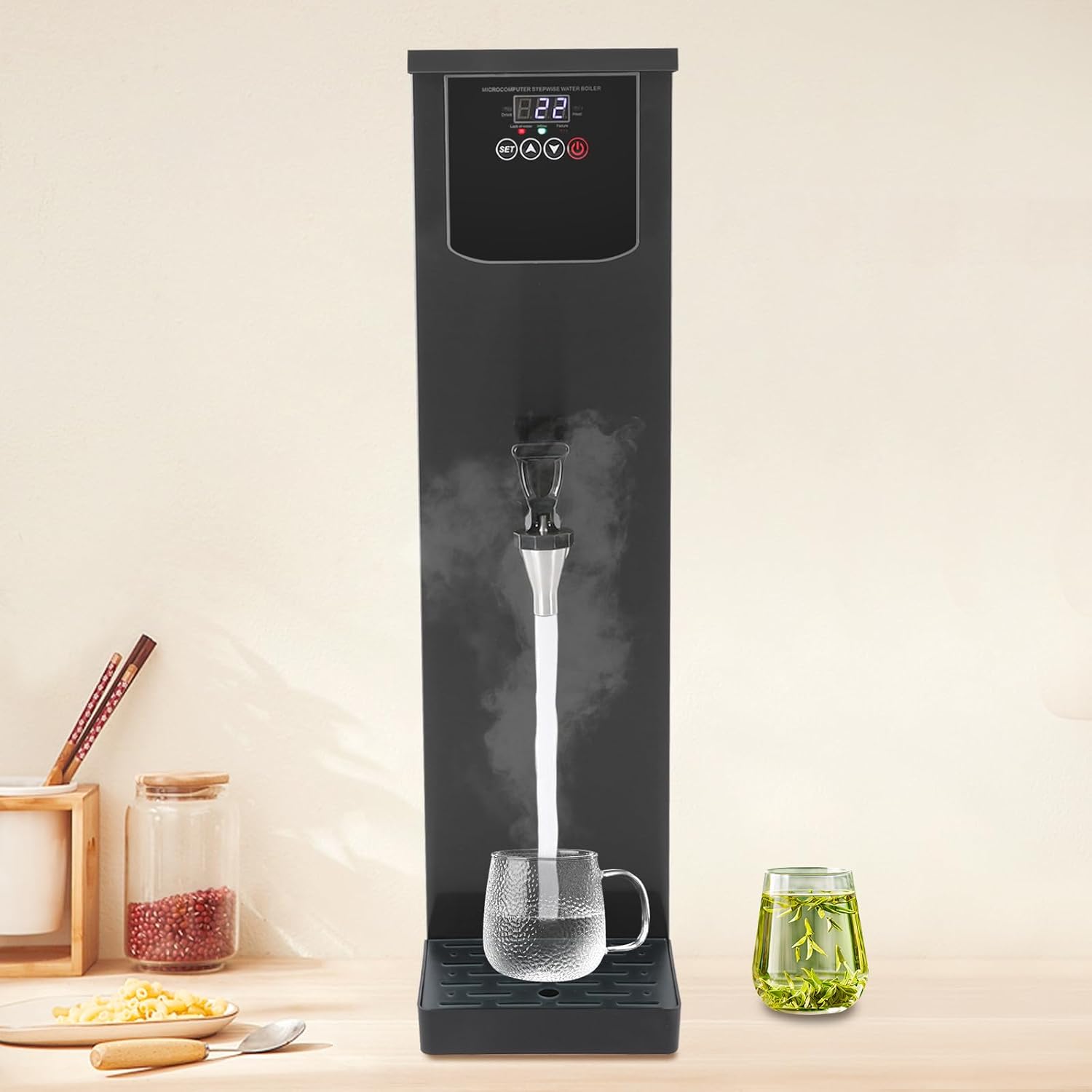 Commercial Hot Water Dispenser Commercial Water Boiler Machine with 86-206.6°F Temperature Control and 0-24H Timer 3000W Hot-water Machine for Hotel, Cafe, Restaurant 50L(13.2Gal)/Hour Black