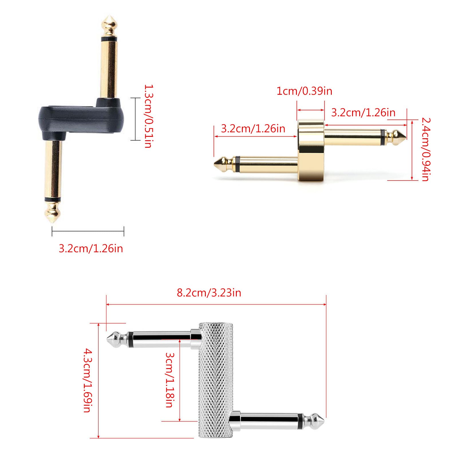 PURPLELILY 2 Pack Guitar Pedal Coupler, 1/4 Inch Male to Male Plug Connector Cable, Z Type Offset Design - Image 4