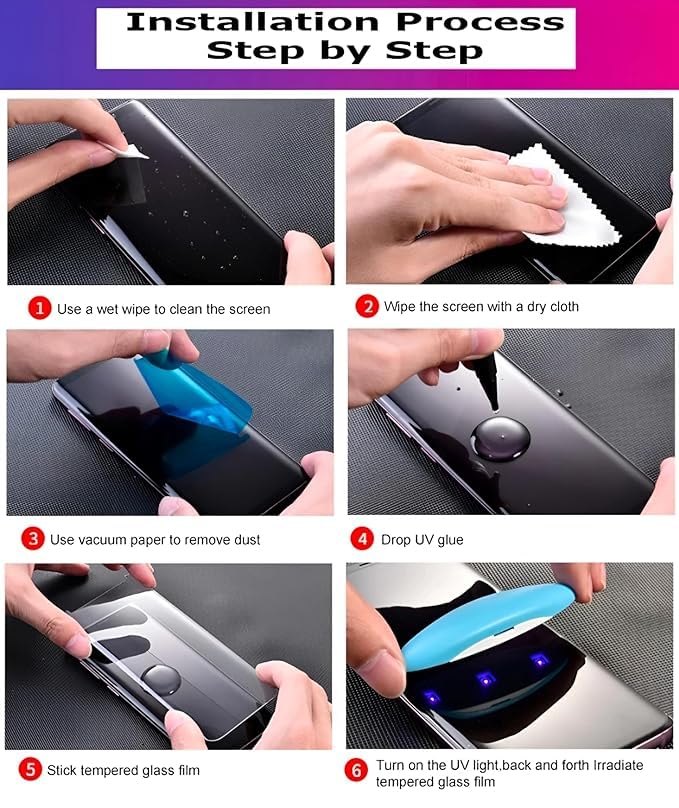 Image of UV Premium HD+ Tempered Glass For Honor Magic 6 Pro (6.67 Inch, Pack of 1) Full Adhesive Curved Glass 100% Fingerprint Working with installation kit