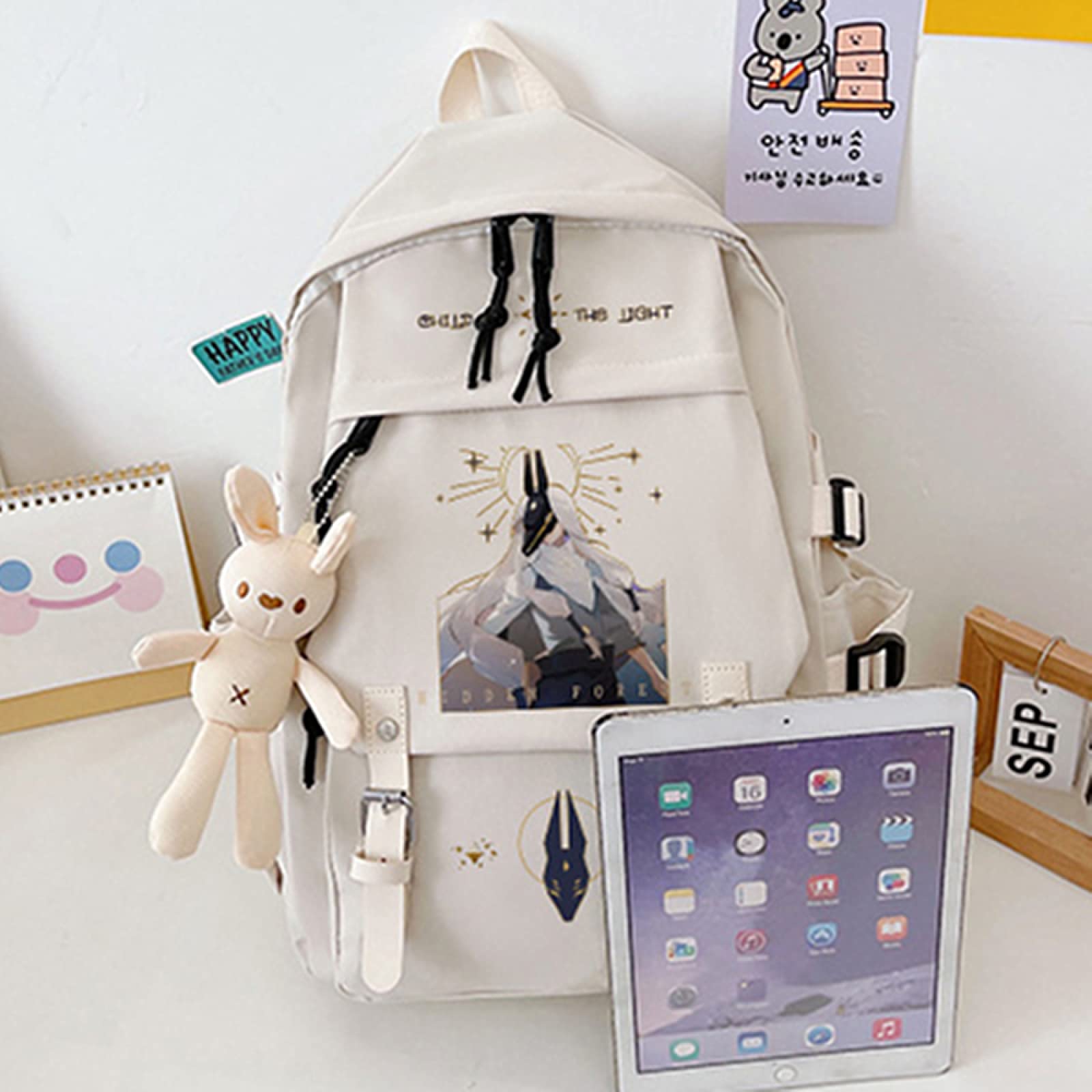 Game Sky:Children Of The Light - Mochila escolar impermeable de nailon con dibujos animados, color blanco claro, blanco, Talla única