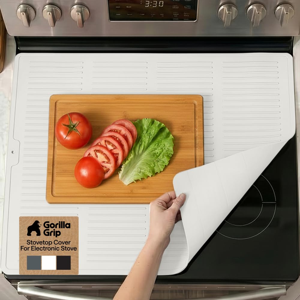 GORILLA GRIP Silicone Stove Cover for Electric Stoves, 28x20 White