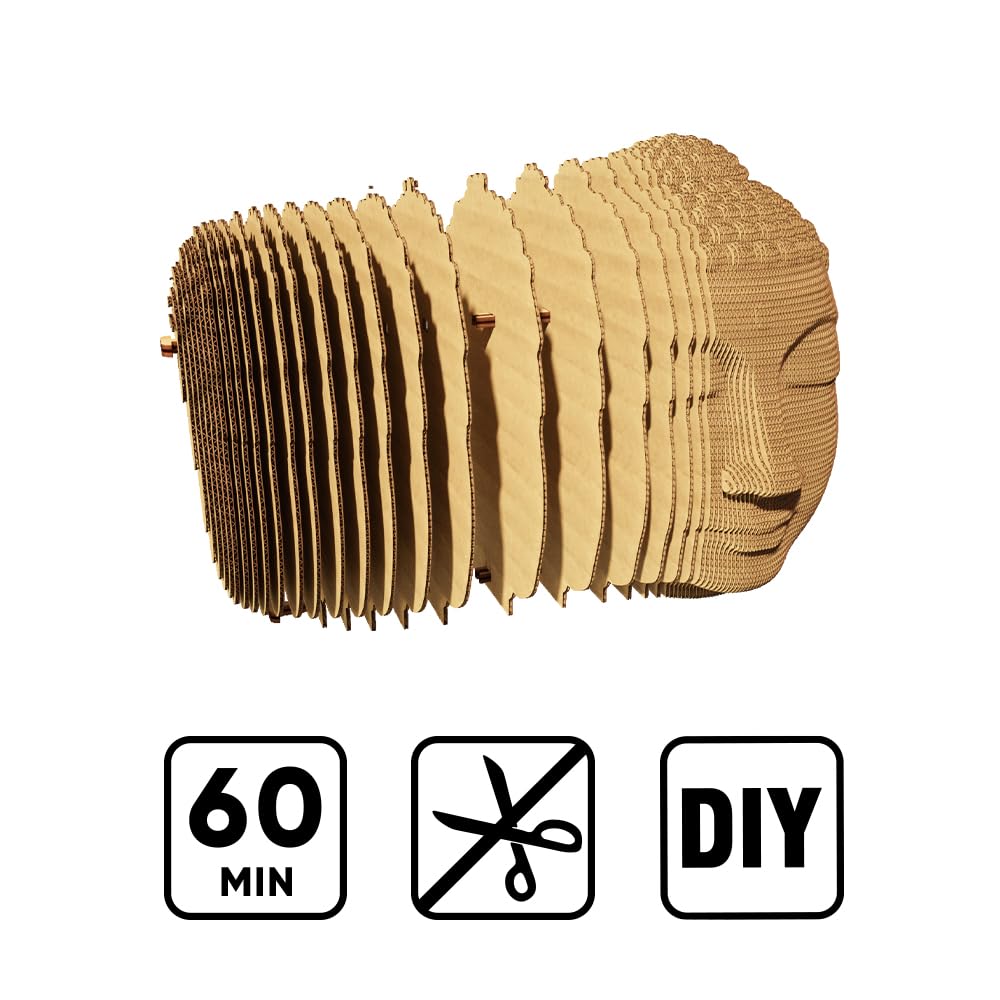 Statua di Buddha Puzzle 3D in Cartone – Modellino da Costruire | 79 Pezzi, 18 × 15 × 11 cm – Kit Scultura Fai da Te da Dipingere, Materiali Riciclati, Ragazzi e Adulti, Idea Regalo