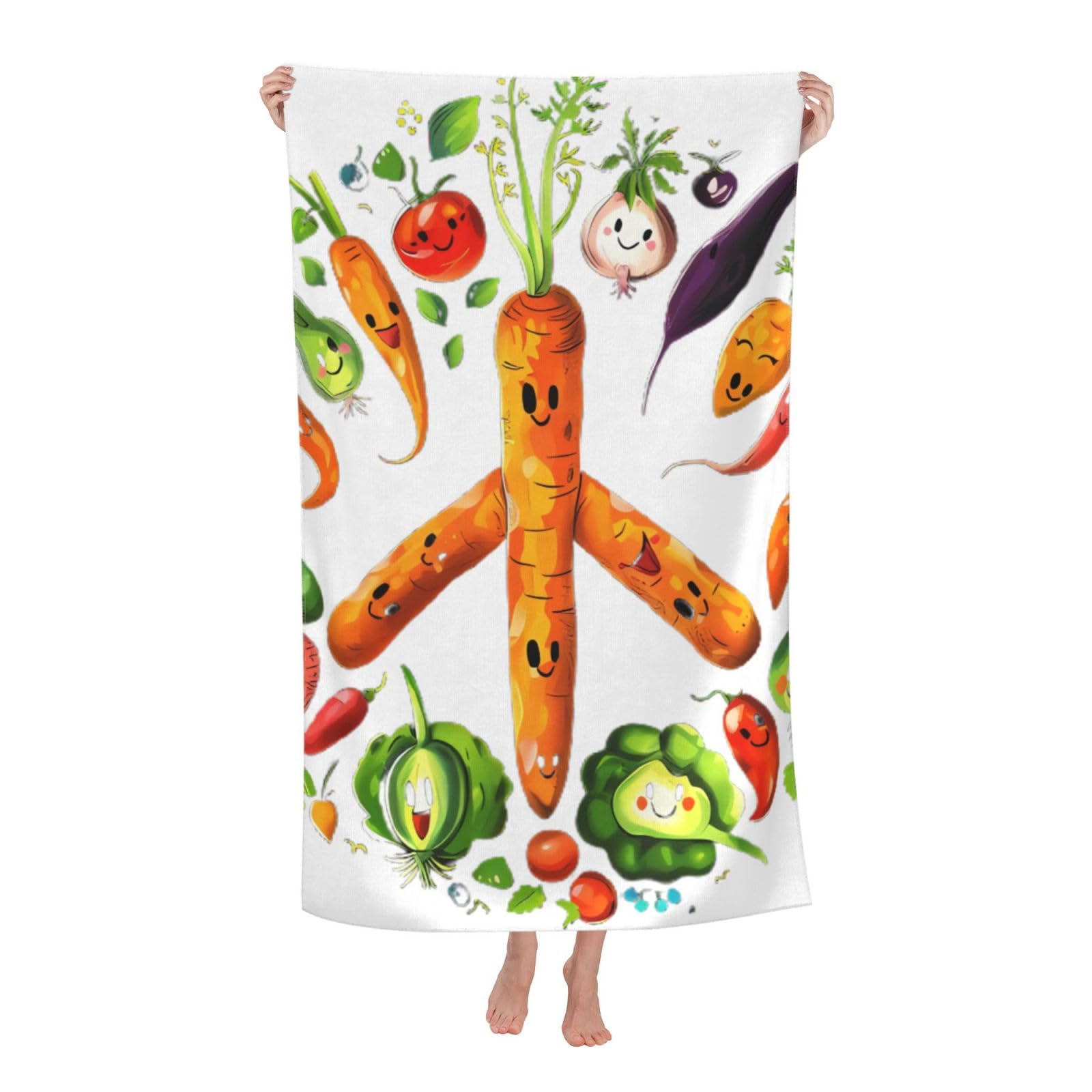 LSRCPD Beach Towel Vegetables Peace Sign Microfiber Beach Towels Blanket Oversized Tropical Big Extra Large XL Pool Towels Quick Dry Sandproof for Women Girls Kids
