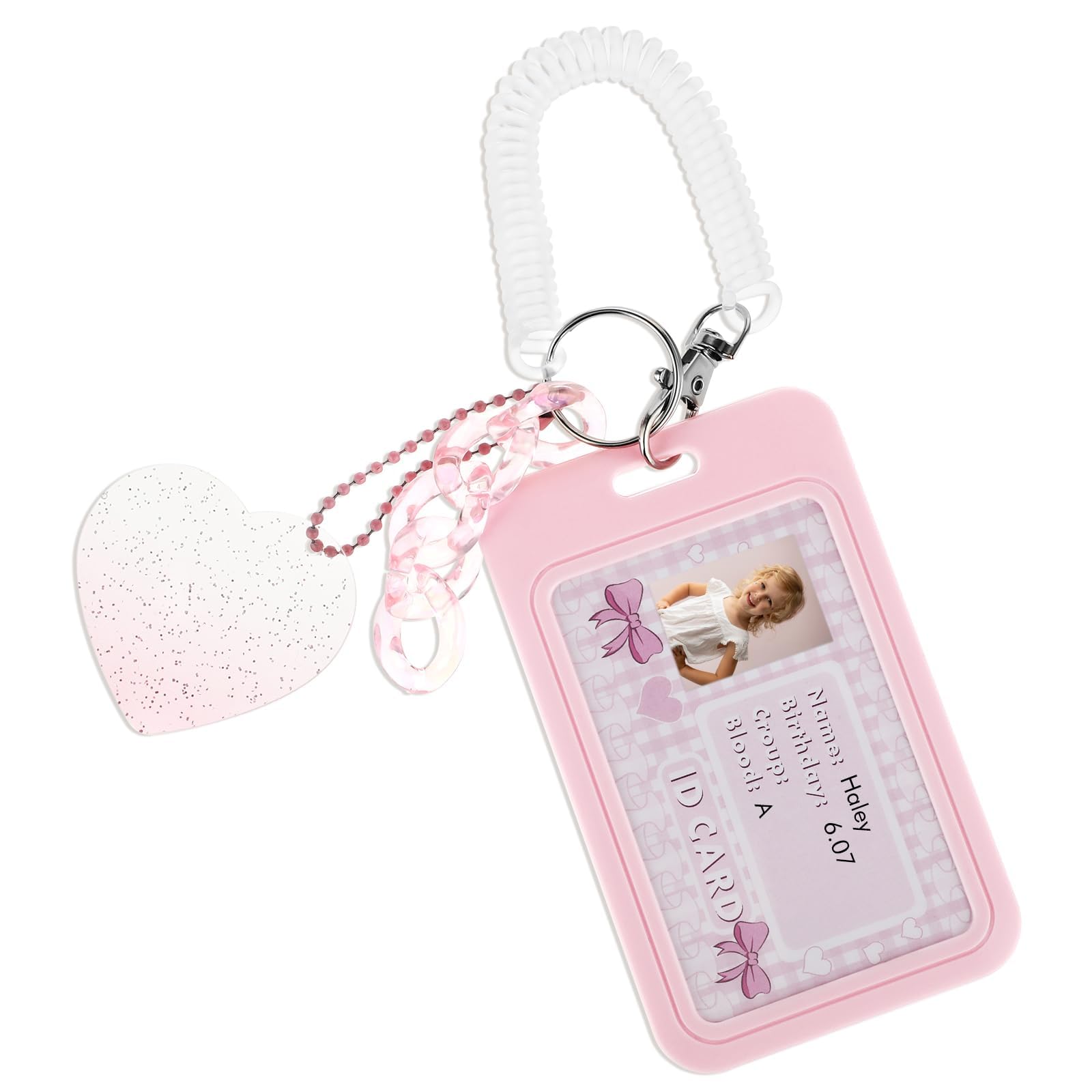zbdroxygen Photocard Holder, Pink Heart Card Sleeve for Fans, Vertical Photo Keychain Holder for ID Badges, Business Cards and Transit Passes-picture-40