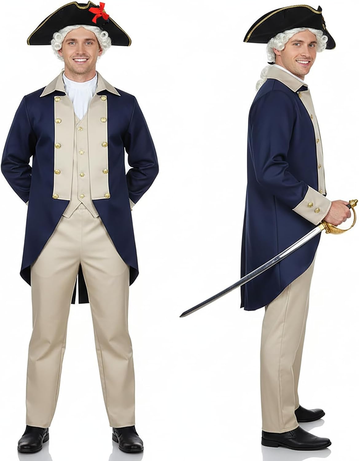 George Washington Costume Adult Complete 18th Century Colonial Military Uniform Hamilton Founding Father Outfit