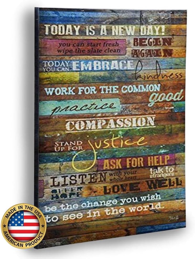 Inspirational Quotes Wall Art - Today Is a New Day 12 x 18 Inch Wood Wall Art Panel by Marla Rae