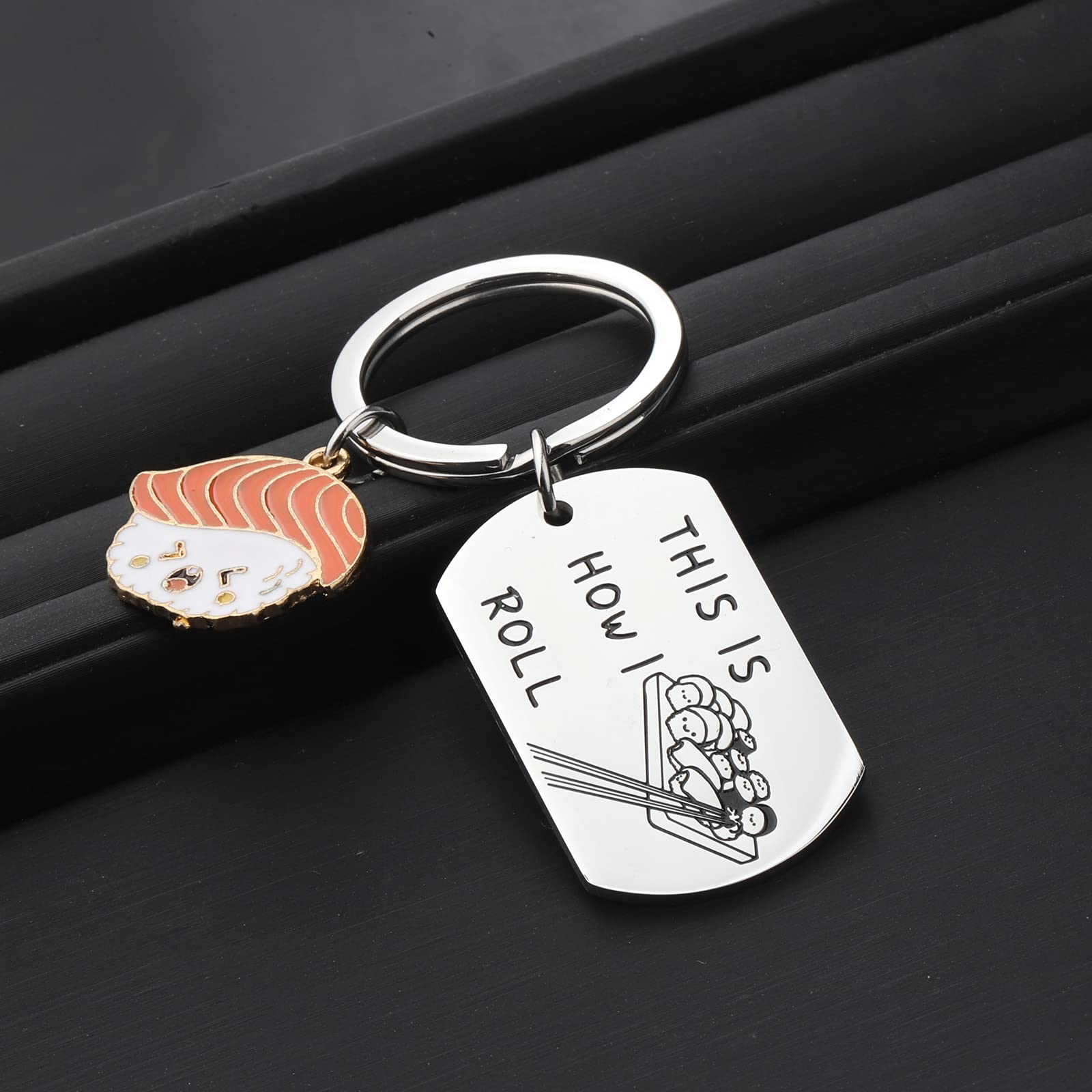 MAOFAED Sushi Gift Sushi Jewelry Sushi Lover Keychain This How I Roll Keychain Sushi Chef Gift i roll sushi