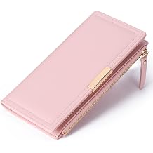 Slim Women Wallet Bifold Ladies Long Purse Travel Credit Card Holder with Coin Zipper Pocket