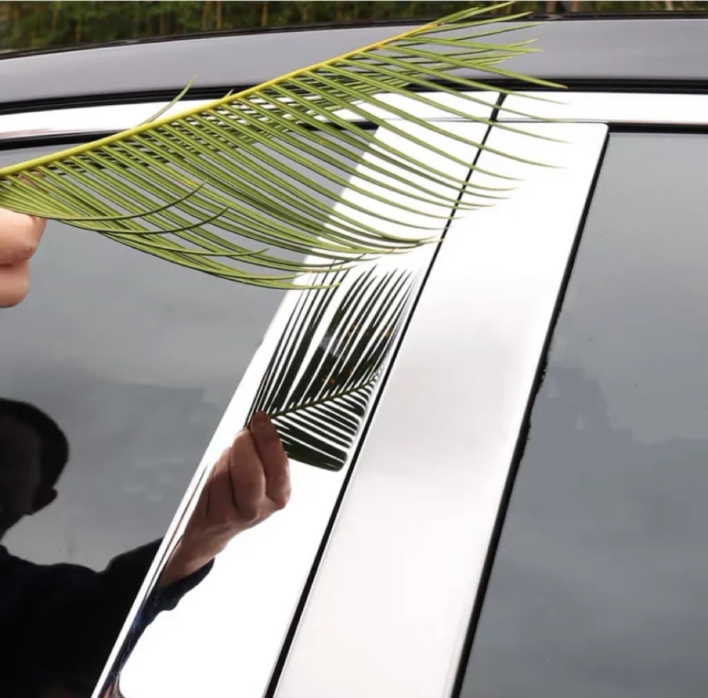 Auto Parts Silvery Chrome Plated Pillar Post Fit for Chevrolet for Suburban 2015-2020 Window Door Side Trim Cover Decal Kit Decoration Stickers Auto Parts