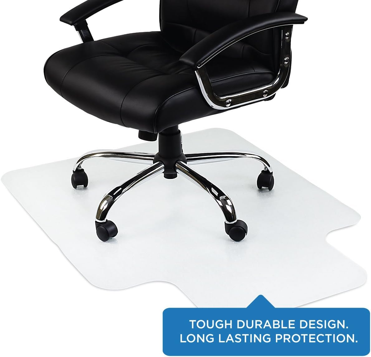 Mount-It! Clear Chair Mat for Carpet with Lip – 47" x 35.5" Heavy-Duty, Non-Toxic PVC Office Floor Protector for Low/Medium Pile Carpet – Anti-Slip Studded Backing, Smooth Glide, Odor-Free