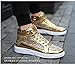Hhhchpm Glod Shoes for Men Fashion High Top Casual Sequin Sparkly Sneakers Men's Bling Shiny (Gold,9.5)