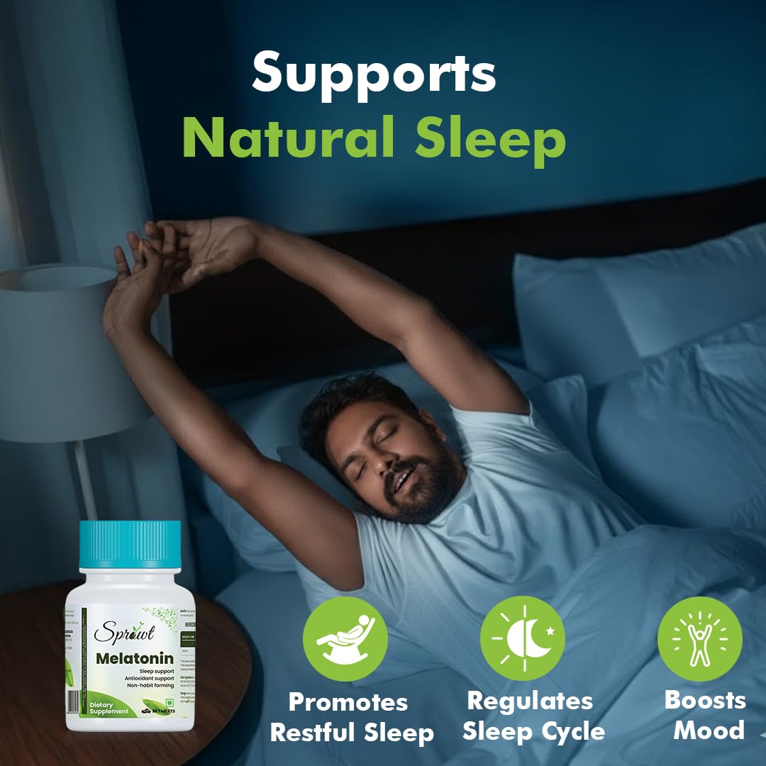 Sprowt Melatonin 10mg Sleeping Tablets | Sleep Supplement, Antioxidant Support & Non-Habit Forming - 30 Veg Tablets 1