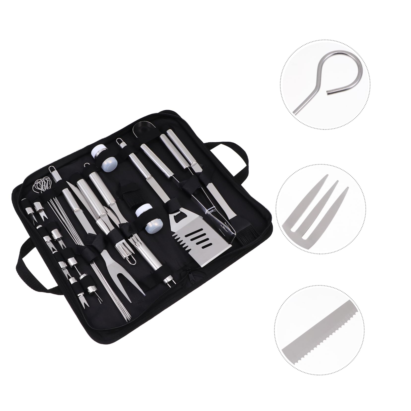 Kit Utensili Barbecue Acciaio Inossidabile Strumenti Grigliata Outdoor Domestico Nero Completo Accessori Cucina Grill Camping Hobby