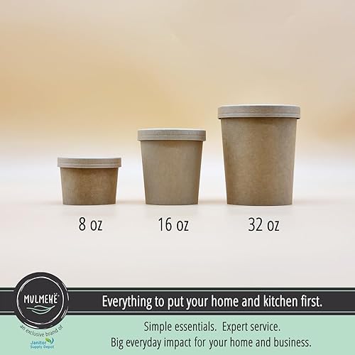 Miniatura 3 de MULMEHË Contenedores de alimentos de papel Kraft de 16 onzas con tapas ventiladas, paquete de 25