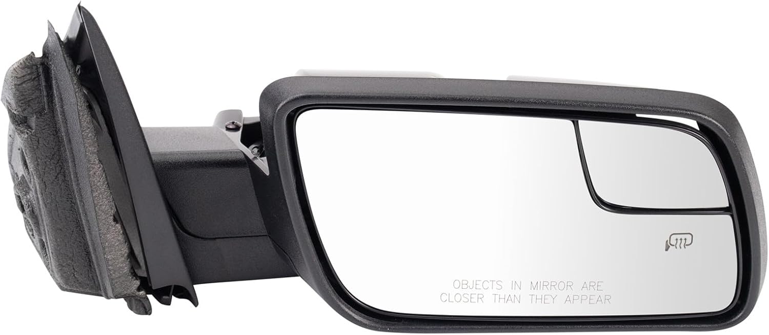 Passenger Side Power Heated Mirror Smooth Black Paint to Match Compatible with 2013-2019 Ford Flex FO1321444
