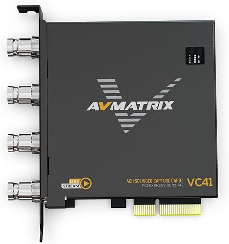 AVMATRIX VC41 4-CH 3G-SDI PCIE Tarjeta de entrada y captura simultánea PCIE GEN2×4, ancho de banda de transferencia de 2.5GB/S Soporte de ancho de