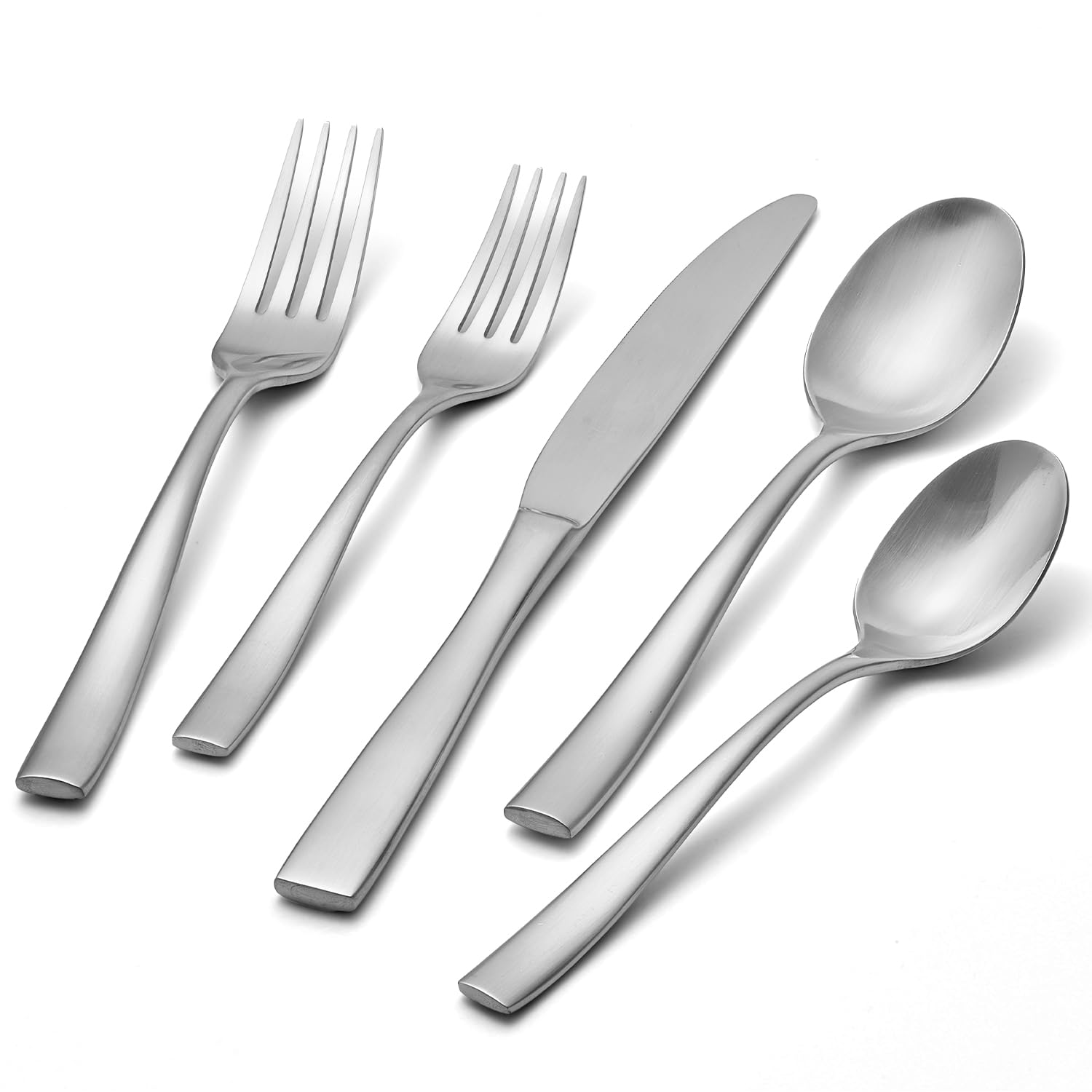 Photo 1 of KINGSTONE 60-Piece Silverware Set for 12, Matte Stainless Steel Flatware Set with Forks, Knives, Spoons, Dishwasher Safe, Rust Resistant Cutlery for Home & Wedding