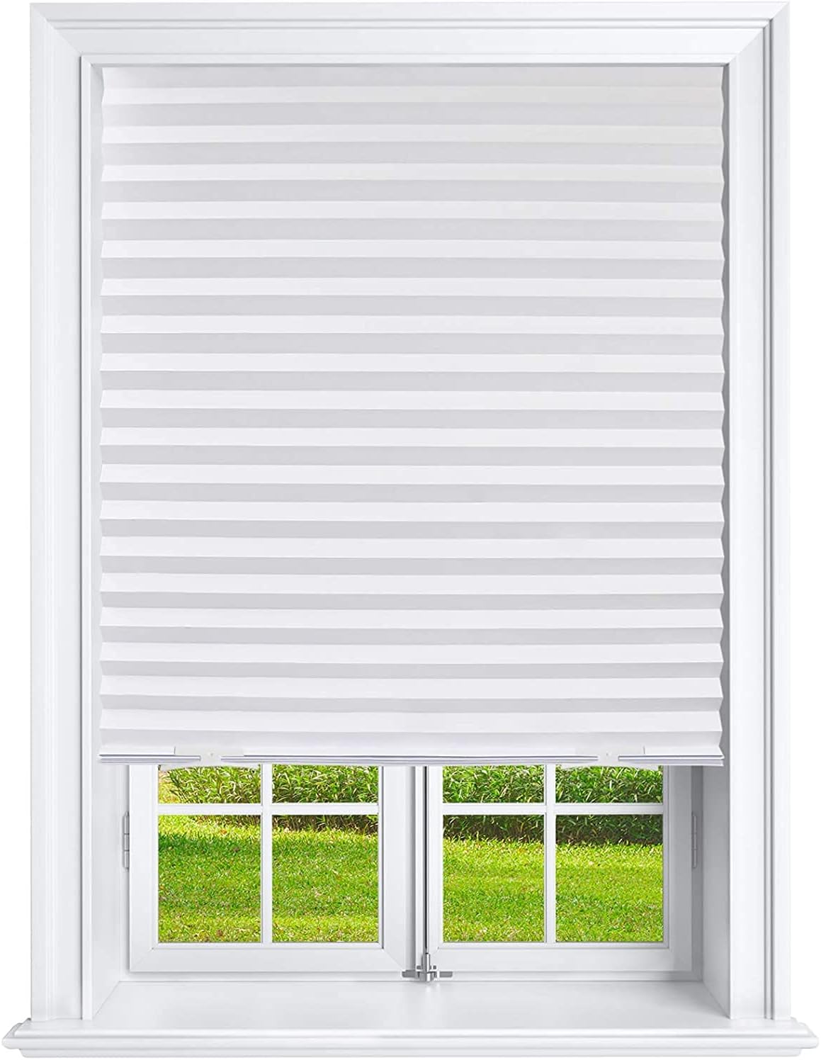 Pleated Light Filtering Paper Shades White No Tools 36" x 69" (6 Pack)