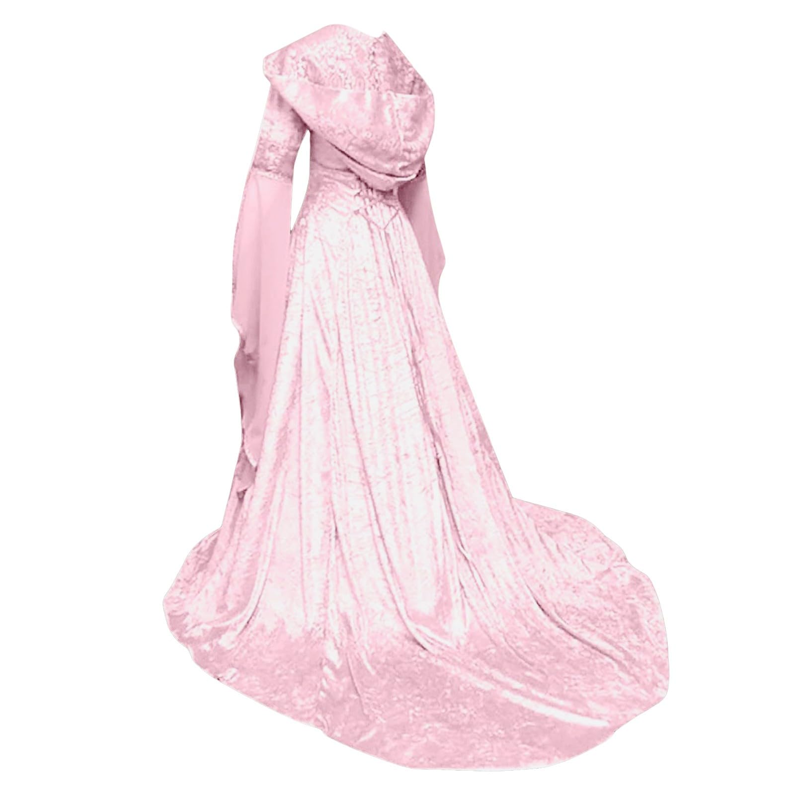Generisch Gothic Kleid Damen, Halloween KostüM Damen Vampir Mittelalter Kleid Vintage Bodenlangen Gebunden Taille Maxikleid Mit Kapuze Prinzessin Renaissance Cosplay KostüM Halloween Dress