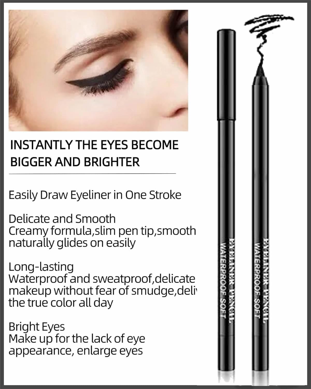 NYLI Professional Eye Makeup Gel Eyeliner Pen: Waterproof, Smudge-Proof, Long - Lasting & Quick-Dry Formula 1Pcs (Black) 1