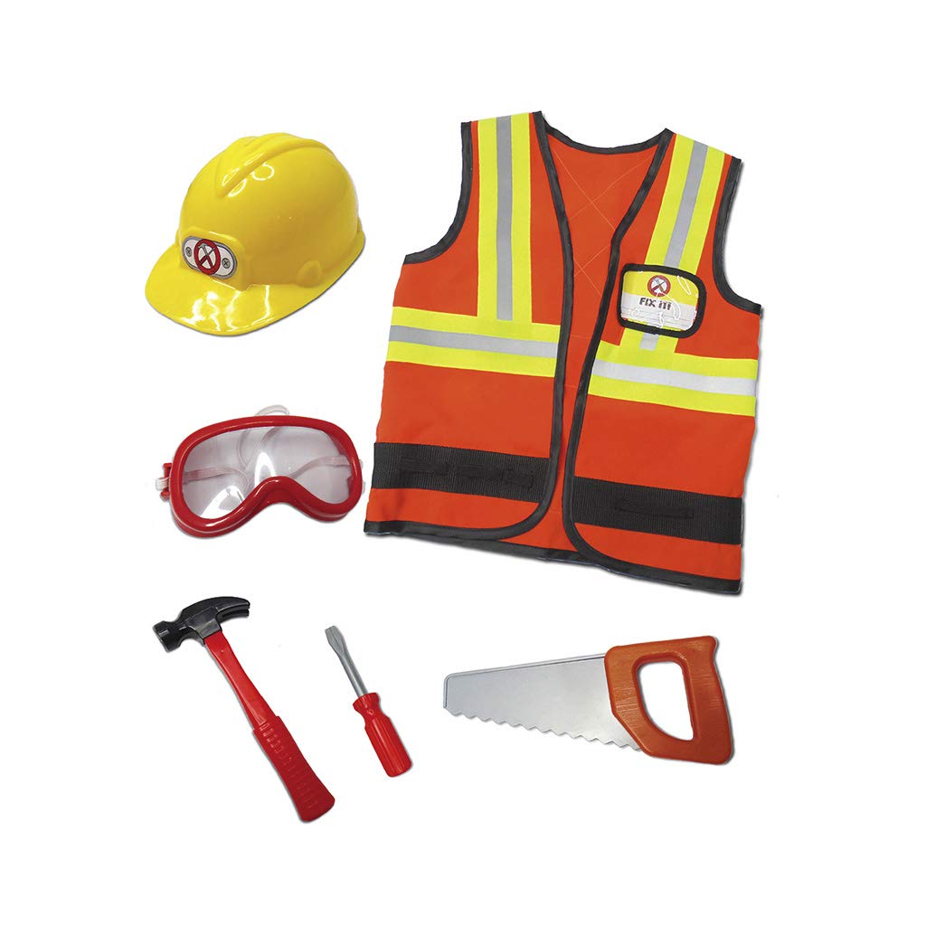 Great Pretenders Careers-Construction Worker Set with Accessories in Garment Bag Size 5-6 Dress-Up Play