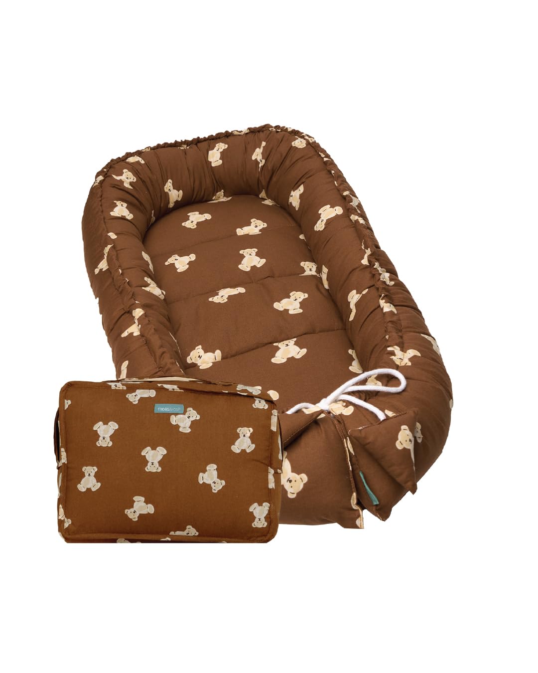 molis&co - Baby Nest Pod for Newborn - Baby Sleep Pod Soft Breathable 100% Cotton (OEKO-TEX) - Travel & Baby Essential Gift for Newborn - Sleepyhead Baby (Teddy Mocca)