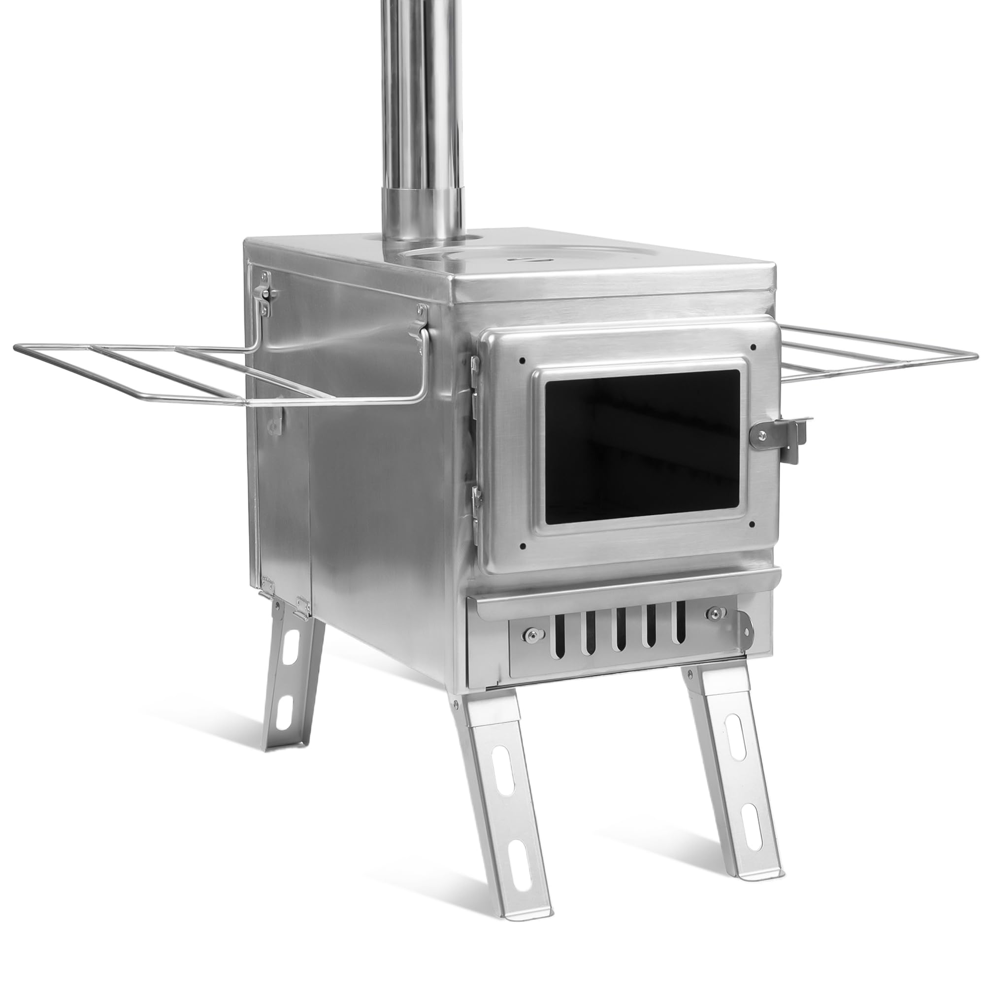 FltomCamping Tent Stove, High Efficiency Camp Stove for Tent with Large Firebox, Hot Tent Stove Include View Glass, Pipes and Slide Air Intake Valve