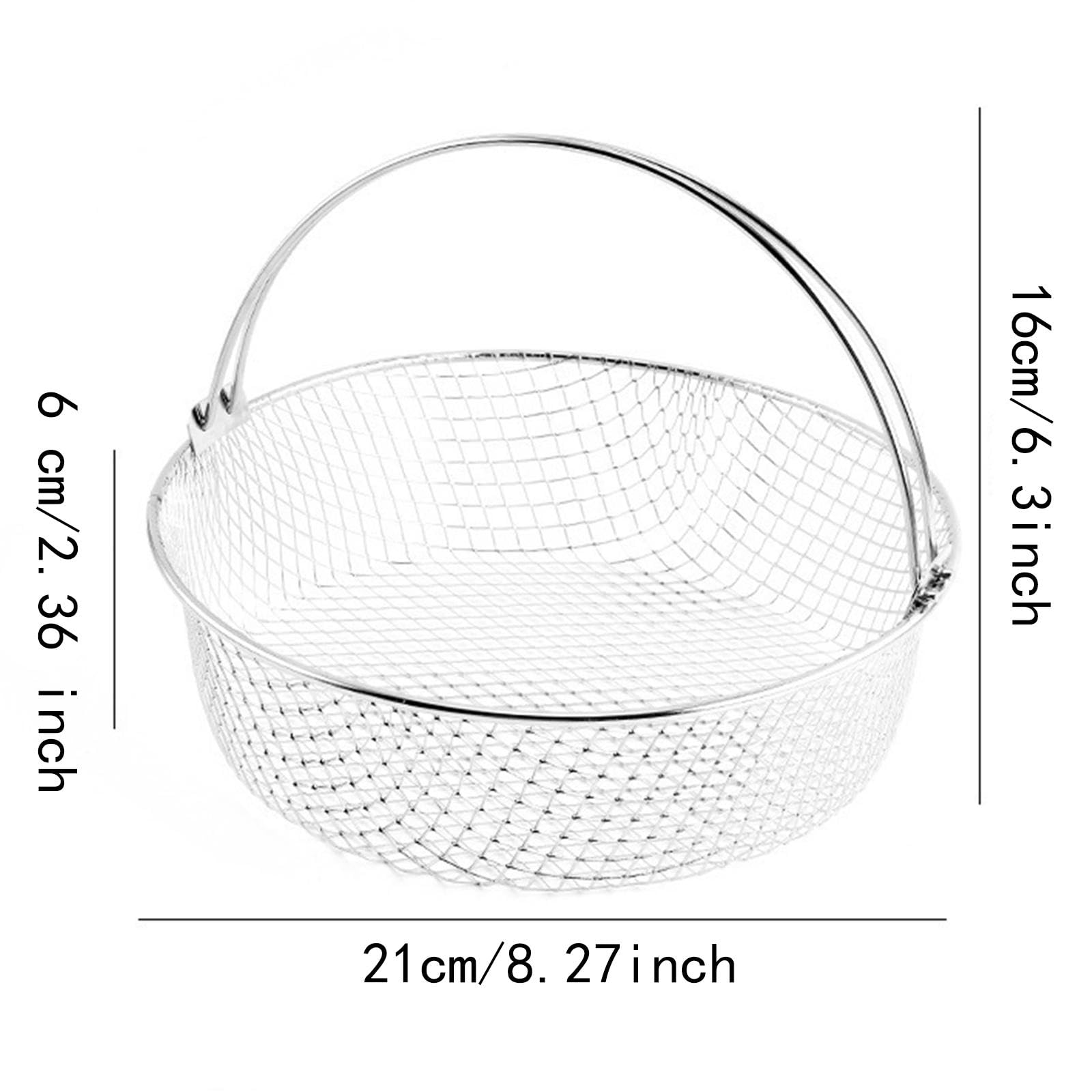 Gralara 5 Piezas Cesta para Freidora de Aire de Acero Inoxidable 304 con Mango Resistente para Verduras Accesorio de Cocina Adecuado para Freidoras Eléctricas, 4 Piezas