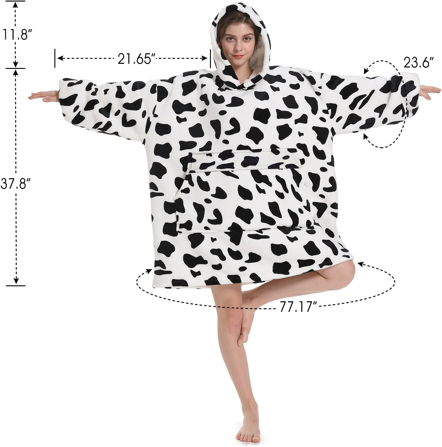 Wearable Blanket Hoodie, Women Oversized Fluffy Hoodies Blanket,Warm Cozy Sherpa Sweatshirt Gift,One Size for All - Image 5