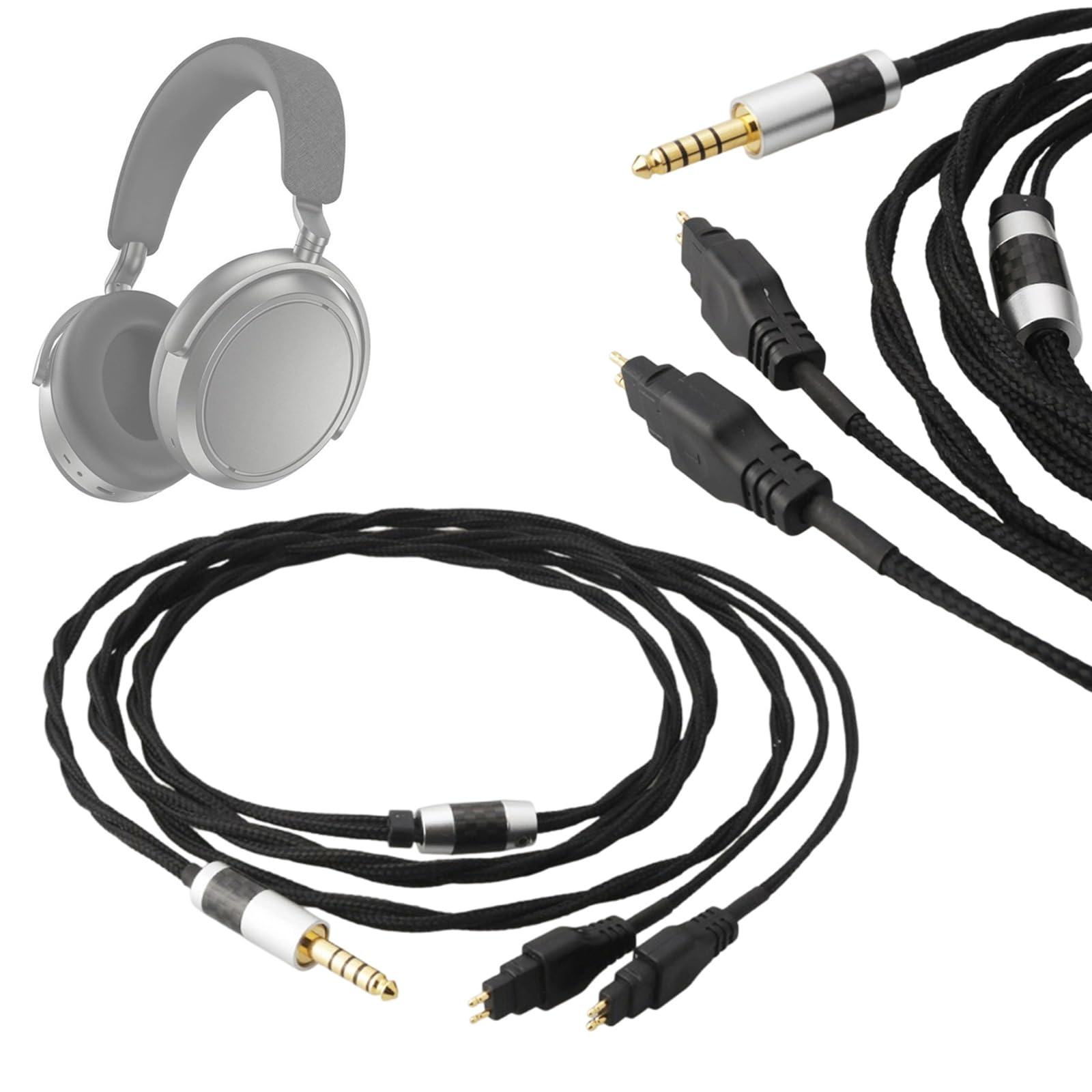 Przedłużacz słuchawek 4,4 mm, elastyczny przewód do słuchawek HD580 / HD600 / HD650 / HD660S / HD58X / HD6XX opcjonalna długość kabla do słuchawek
